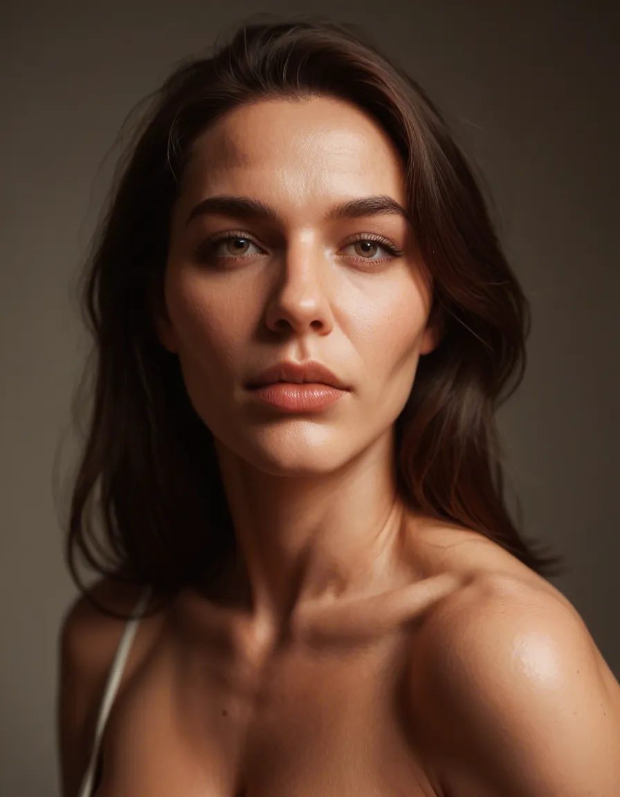 8k, sharp focus, detailed skin, milf, bow, futanari, spotlight, film photography, score_9, score_8, candid photo, realistic skin texture, visible skin pores, film grain, depth of field