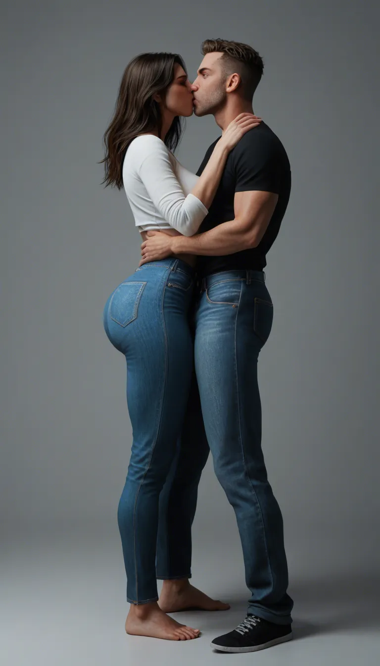 Cartoon, enormous ass_focus , jeans , french_kiss , grinding