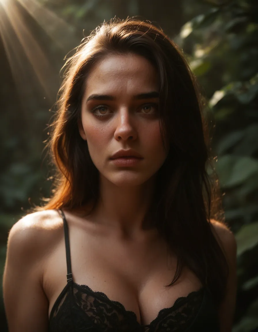 highly detailed, natural lighting, witch, bondage, lips, sunlight, nervous blush, 8k uhd photo, score_9, score_8, candid photo, realistic skin texture, visible skin pores, film grain, depth of field