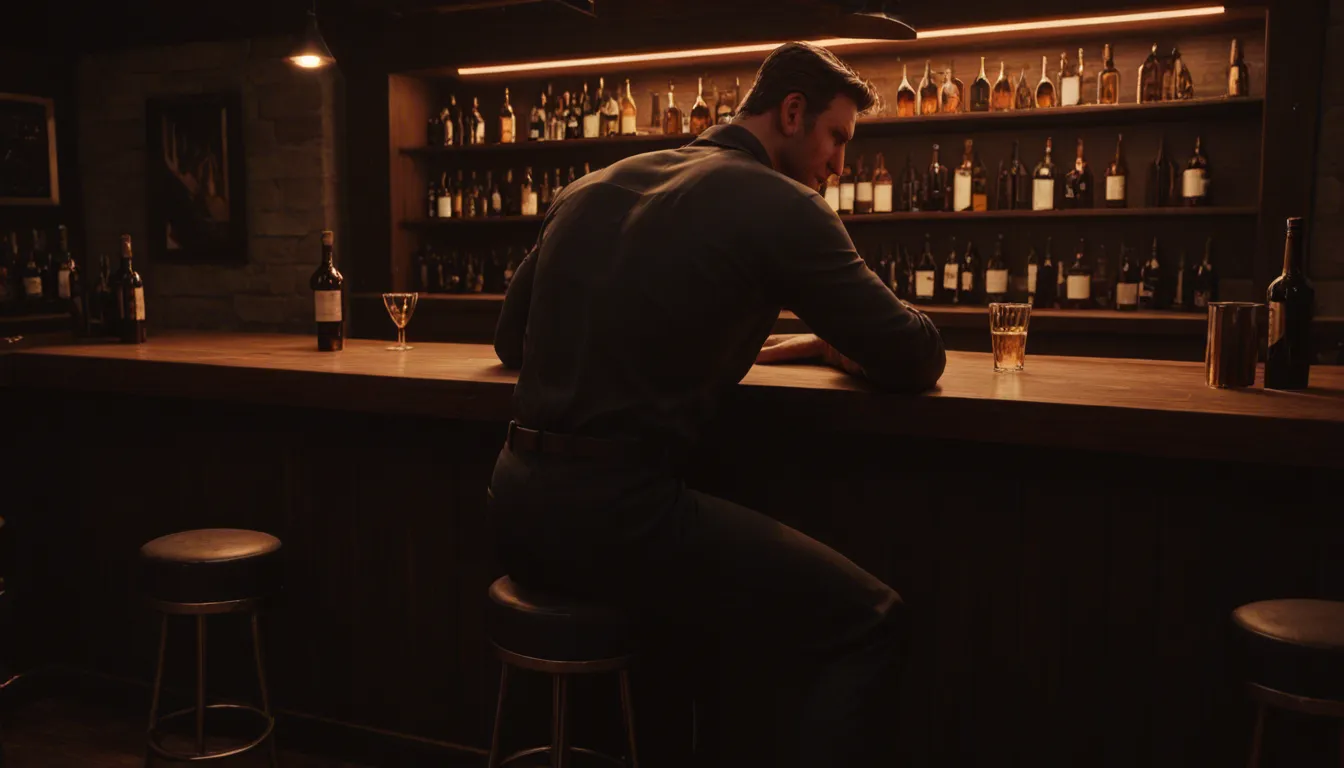 At night, moonlight, in a 1940s bar: a man stands at the bar, and a woman sits on a barstool.
The bar is: smoky, dark, crowded with people—all Air Force soldiers in 1940s uniforms.
The woman is a professional blonde, with german ethnics, bodybuilder with large, highly defined muscles and pronounced vascularity; she has a blonde 1940s-style updo, (muscular chest: 1.9), small athletic breasts, small nipples, a very muscular chest, flat, muscular pectoral muscles, and highly defined muscles; her outfit is in the 1940s style—she’s wearing high heels, a short skirt, hold-up stockings with a garter, 1940s jewelry, and a very long fur coat; she isn’t wearing a top, and her breasts and abs are slightly visible.
The man is a skinny 1940s U.S. Air Force officer in uniform with black hair.
Animation: At the bar counter, the man is standing next to the naked woman; she smiles shyly and uses one hand to open her fur coat wider so that her chest and stomach are now more visible. She tenses her pectoral and chest muscles as well as her abdominal muscles and says in English, “Honey, 20 dollars for the whole night”... The man then says, “Oh hell yes,” and laughs shyly.