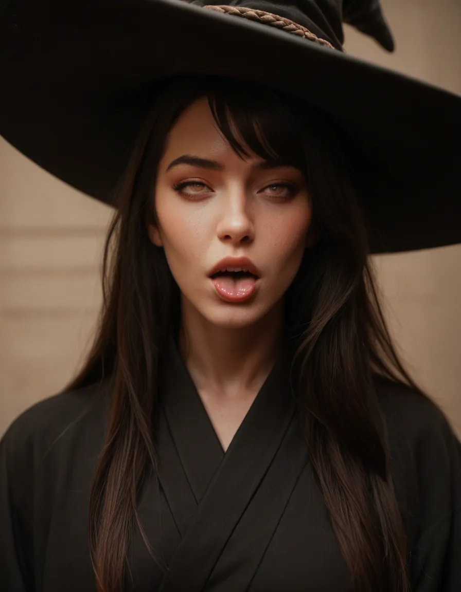 8k, sharp focus, detailed skin, witch, swept bangs, japanese clothes, ahegao, studio lighting, RAW photo, score_9, score_8, candid photo, realistic skin texture, visible skin pores, film grain, depth of field