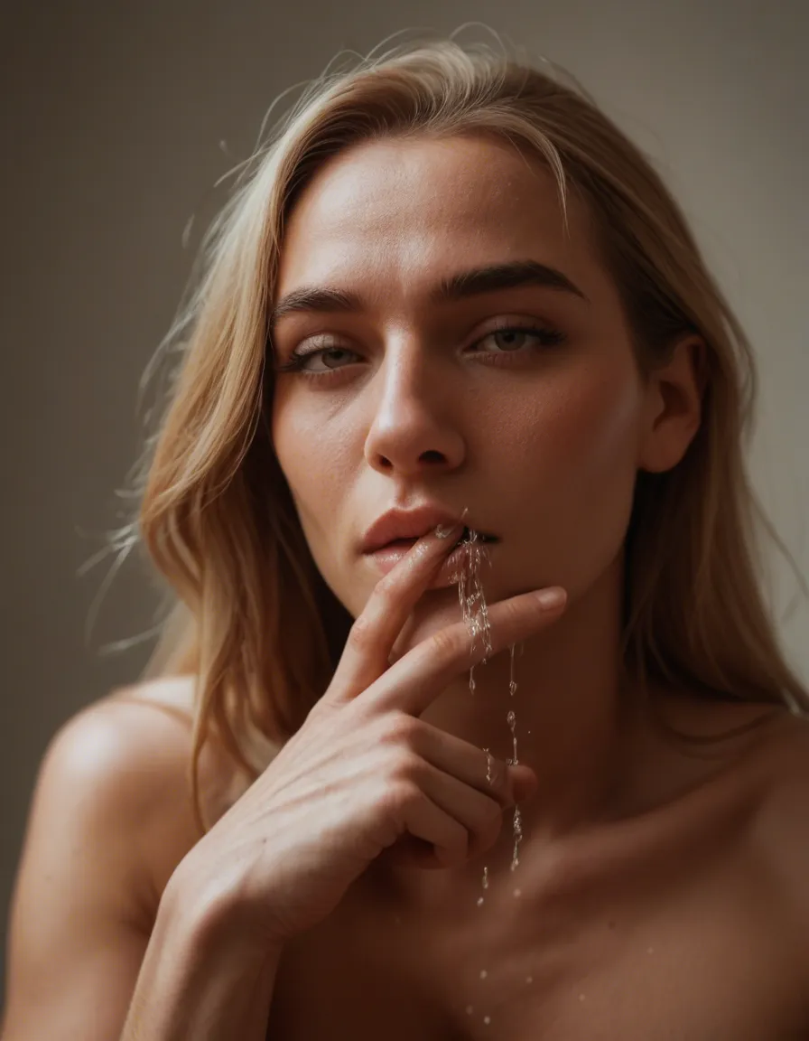 Squirting blond fast fingering, score_9, score_8, candid photo, realistic skin texture, visible skin pores, film grain, depth of field