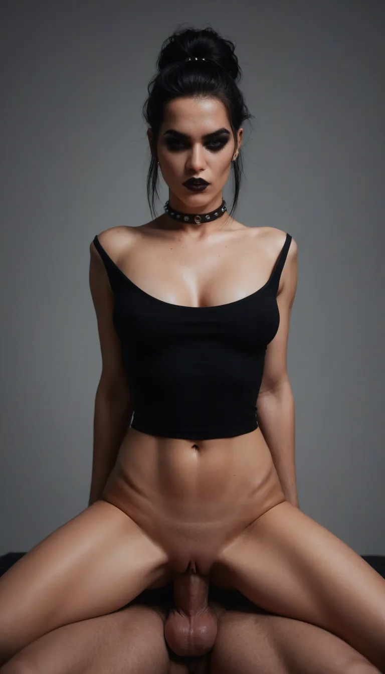 Goth Mexican medium_breasts , reverse cowgirl, ridding big dick
