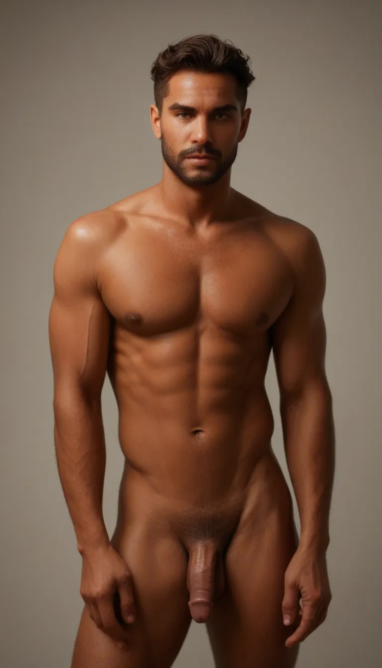 Brown latino guy getting an erection uncircumcised
