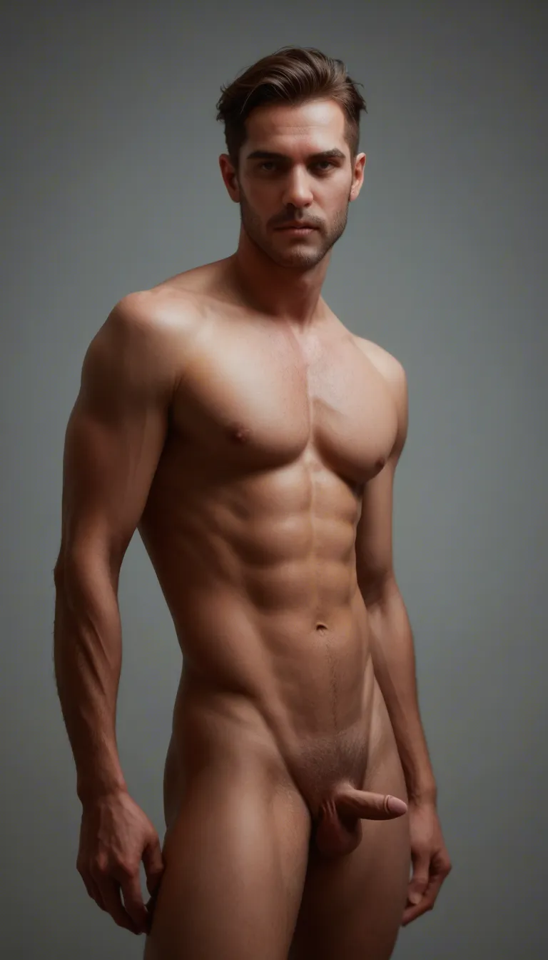 small penis male standing , photorealistic