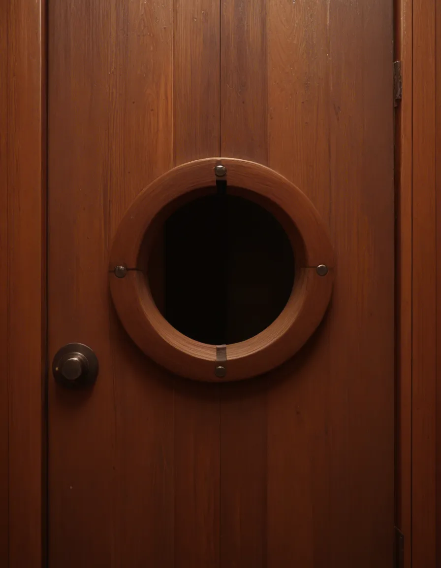 Keyhole reveal composition, gap focus, voyeuristic perspective, looking through irregular small jagged hole in old wooden door, heavily blurred dark wooden door texture filling 40-50% of frame, creamy dreamy bokeh on the rough wood edges, narrow irregular peephole opening, through the small broken hole in the door,  view of elegantly beautiful woman with red hair, lying on bed and masturbating, wearing green crotchless panties and net bra. She is completely unaware of being watched, natural candid pose, slightly turned away,  serene and private moment, cinematic lighting, delicate rim light from behind, soft volumetric god rays cutting through steam, warm tungsten + subtle blue ambient mix, high contrast chiaroscuro, moody intimate atmosphere, film noir sensual undertone, ultra sharp focus on the woman through the narrow gap, razor-sharp detail on face and body,, score_9, score_8, candid photo, realistic skin texture, visible skin pores, film grain, depth of field, score_9, score_8, candid photo, realistic skin texture, visible skin pores, film grain, depth of field, score_9, score_8, candid photo, realistic skin texture, visible skin pores, film grain, depth of field