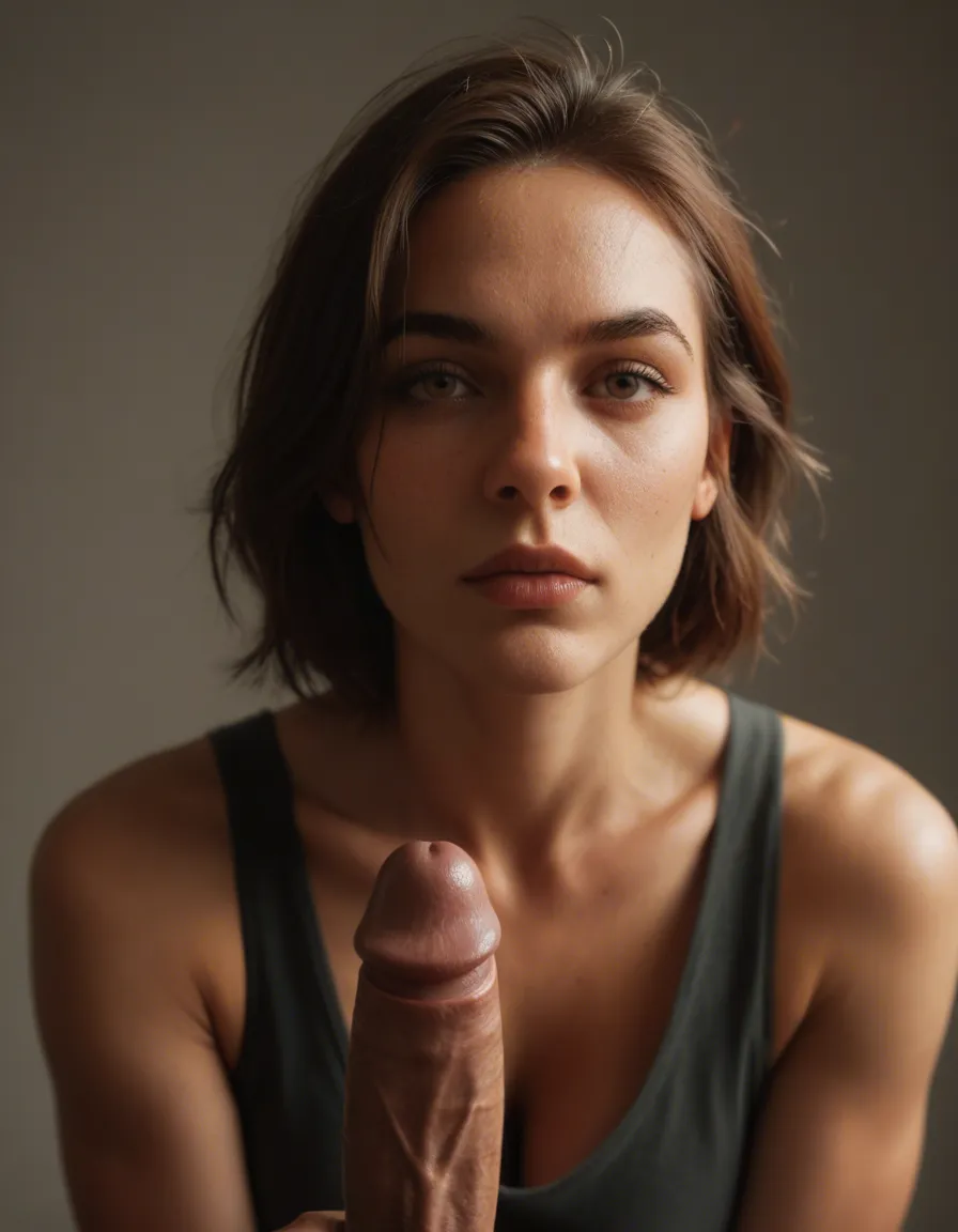 shemale big penis, score_9, score_8, candid photo, realistic skin texture, visible skin pores, film grain, depth of field