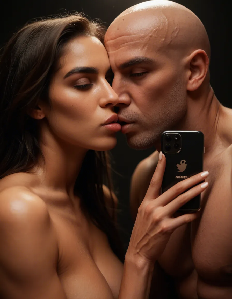 2 Pakistani women kissing while bald man hard fucks both, score_9, score_8, amateur photo, phone snapshot, realistic skin texture, skin blemishes, soft indoor lighting, score_9, score_8, candid photo, realistic skin texture, visible skin pores, film grain, depth of field
