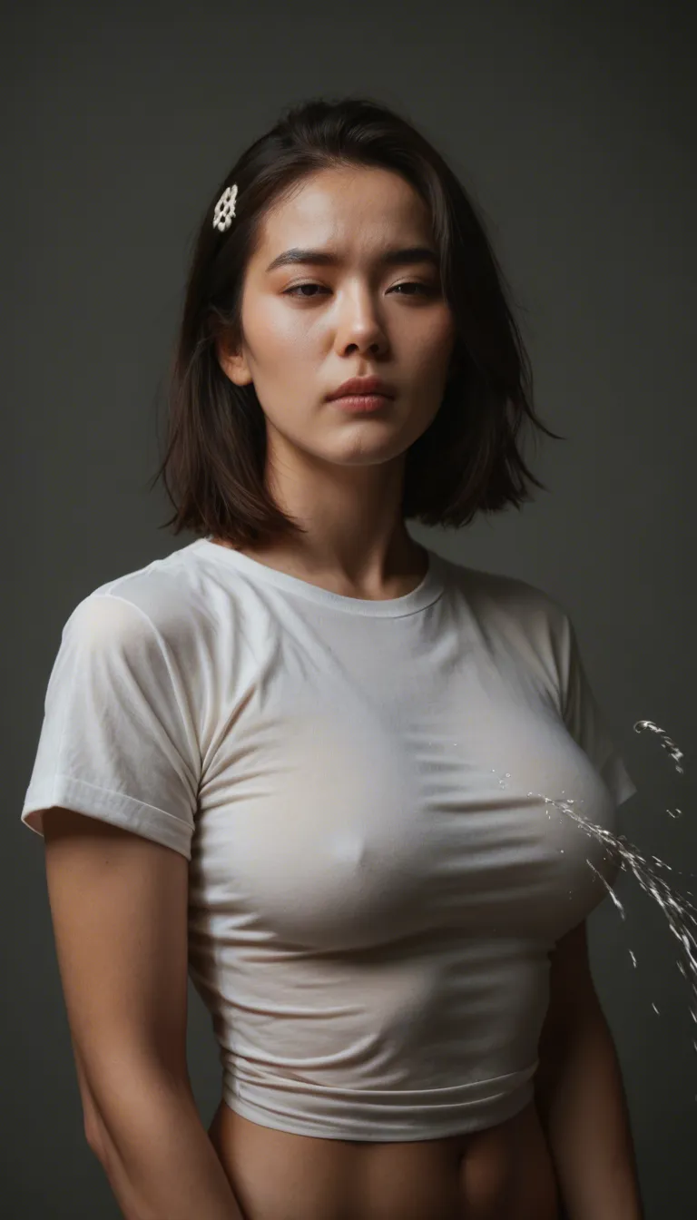 ultra HD, lifelike, brunette woman, hair ornament, short sleeves, squirting, 8k uhd video, medium shots, big breasts, asian,
