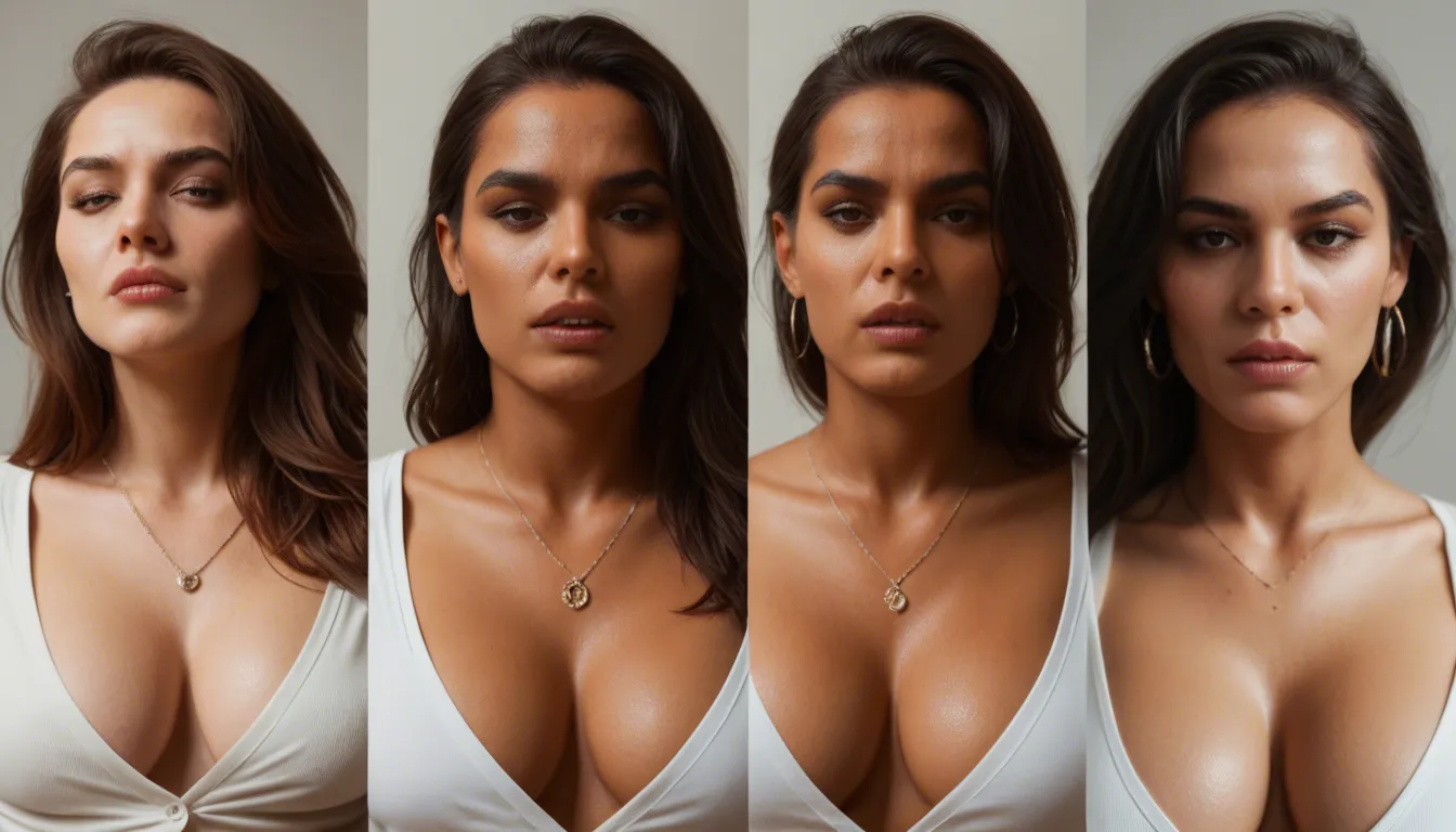 8k, sharp focus, detailed skin, masterpiece, multiple angles, multiple sex scenes, rough sex, latina, teacher, no makeup, mature_female, thick_thighs, wide_hips, extremely large_breasts, angry, annoyed, expressive, feet soles, barefoot, on table, ripped clothes, grabbing another's breasts,