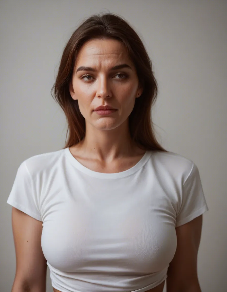 cinematic photo, 8k, milf, white shirt_lift t, bondage, 8k uhd photo, score_9, score_8, candid photo, realistic skin texture, visible skin pores, film grain, depth of field