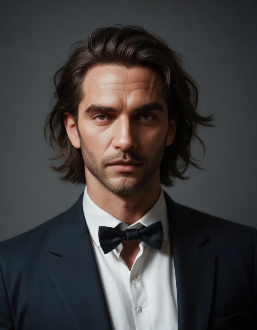 professional photo, high detail, male focus, floating hair, frills, bondage, film photography, score_9, score_8, candid photo, realistic skin texture, visible skin pores, film grain, depth of field