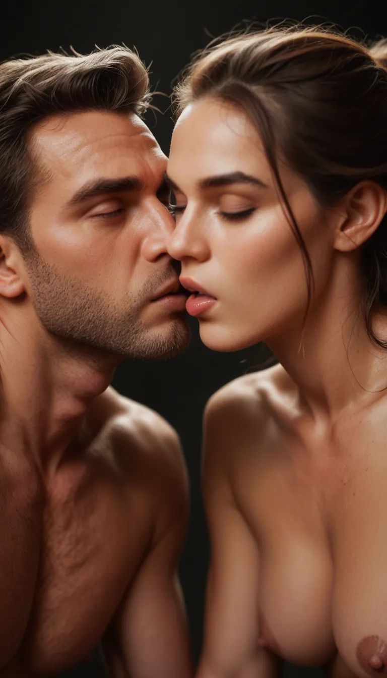 Two males, moaning, sweet, kissing, for streight woman
