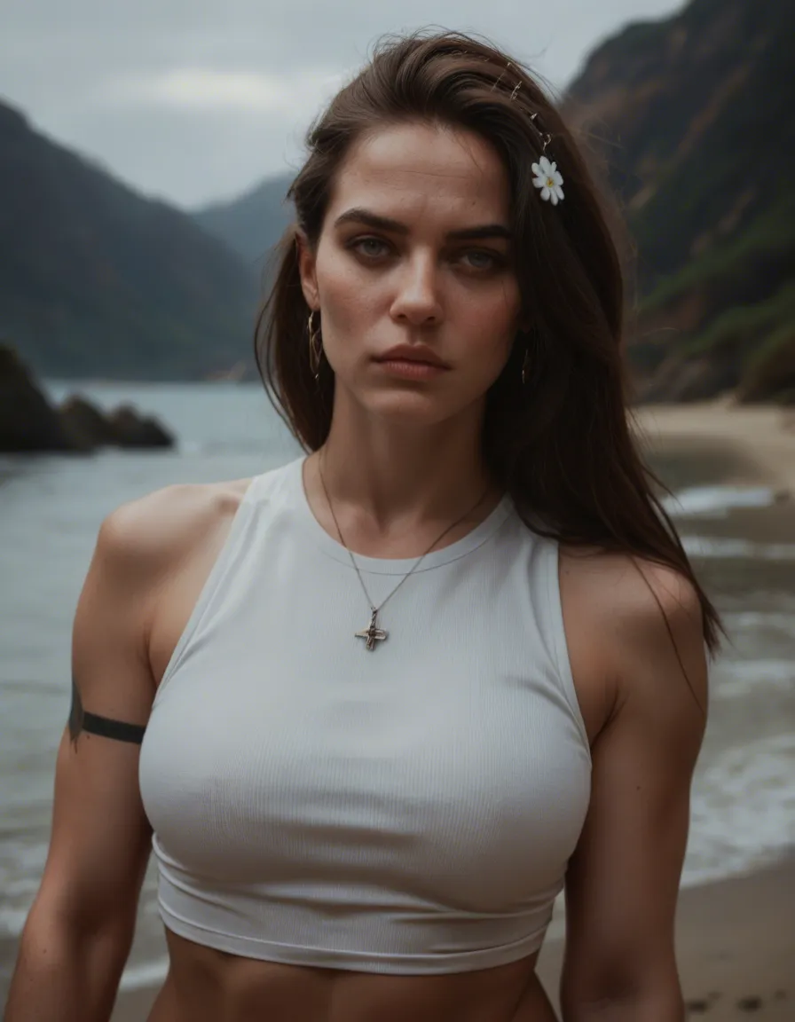 RAW photo, ultra realistic, multiple girls, hair ornament, sleeveless, futanari, dslr quality, score_9, score_8, candid photo, realistic skin texture, visible skin pores, film grain, depth of field