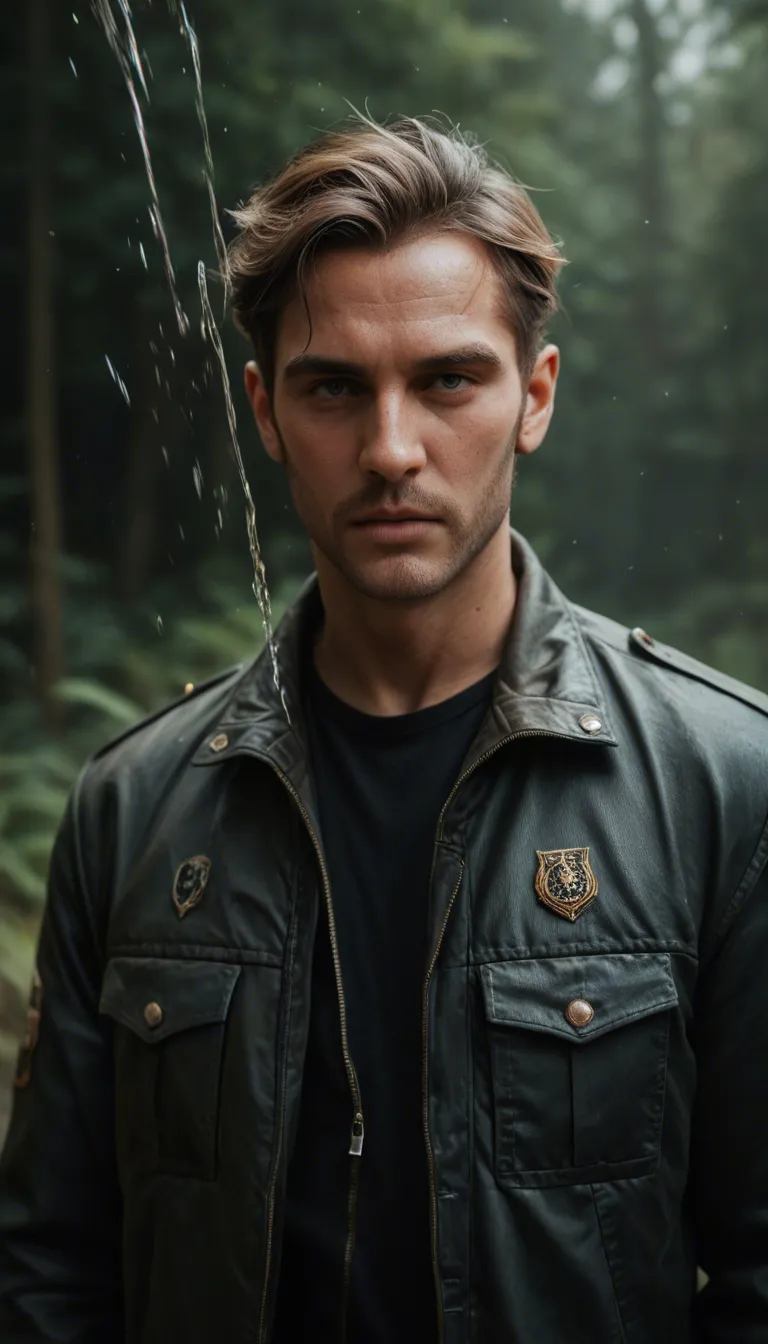 8k, sharp focus, detailed skin, 1boy, hair ribbon, jacket, squirting, lifelike render