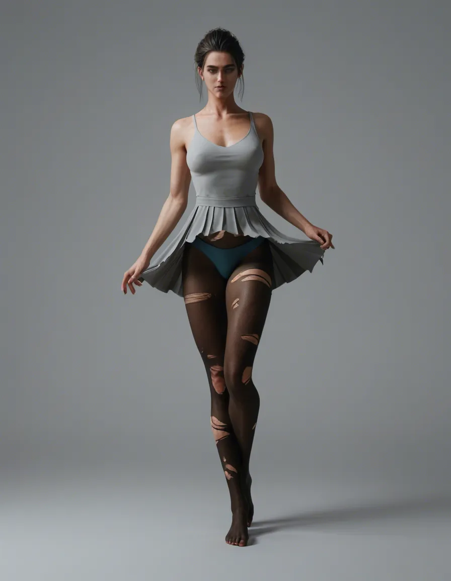 futanari, women in tutu spinning around with torn pantyhose and panties_around_one_leg , score_9, score_8, 3d render, octane render, subsurface scattering, ray tracing, smooth shading, score_9, score_8, 3d render, octane render, subsurface scattering, ray tracing, smooth shading