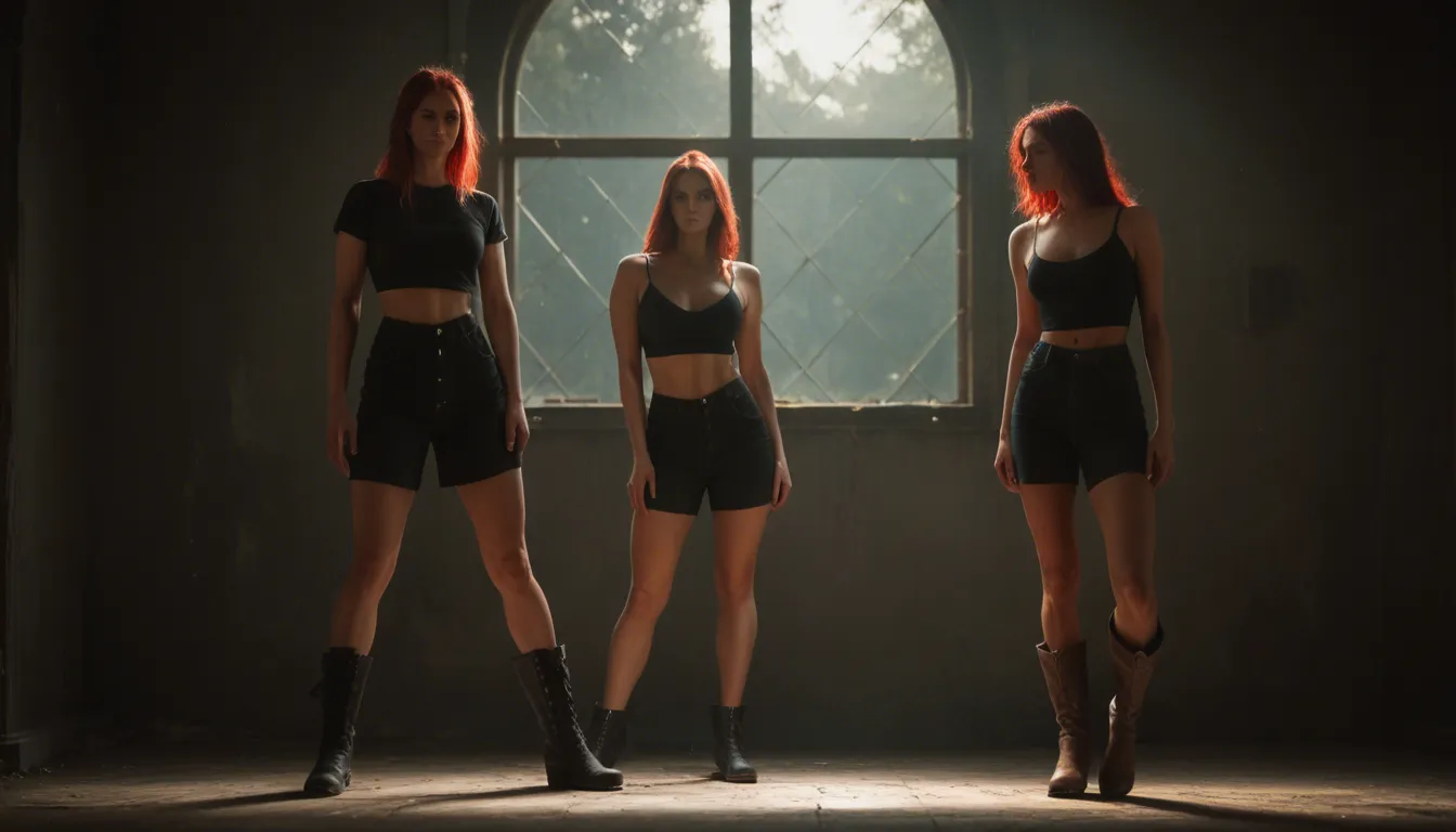 highly detailed, natural lighting, multiple girls, red hair, boots, grinding, window light, cinematic realism