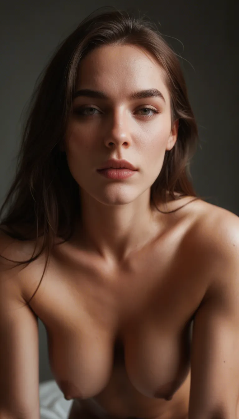 Slim woman not that big of boobs make it nude and in the back ground have my 20 inch dick just hanging out in the background
