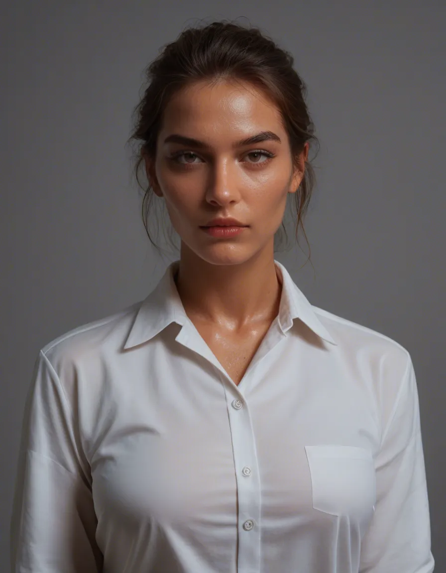 professional photo, high detail, solo focus, shiny skin, shirt, presenting, transparent background, three-quarter view, natural skin texture, score_9, score_8, candid photo, realistic skin texture, visible skin pores, film grain, depth of field