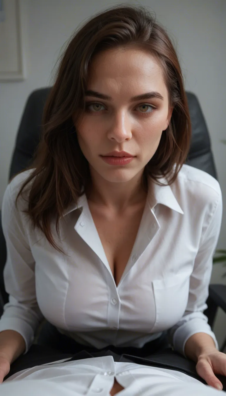 8k, sharp focus, detailed skin, office lady, doggie, pov