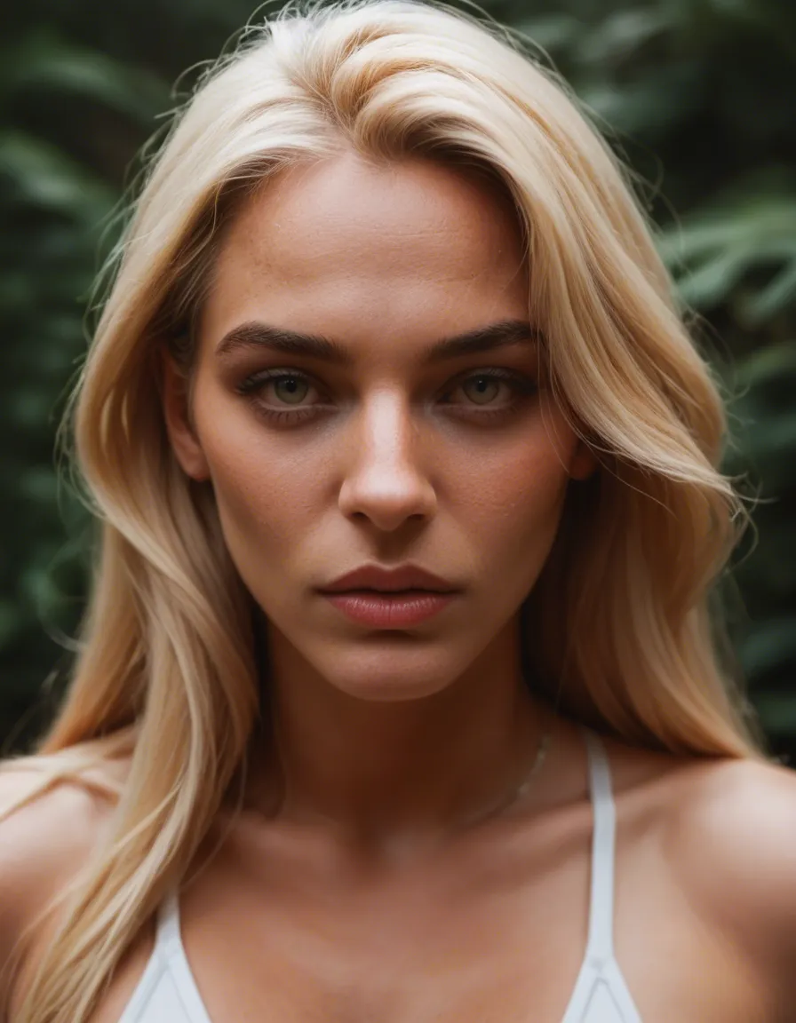 Realistic blonde_hair babe, score_9, score_8, candid photo, realistic skin texture, visible skin pores, film grain, depth of field