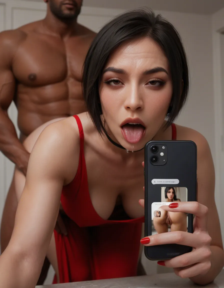 36 years old, huge tits, huge ass ada wong riding cock in doggystyle, ahegao face, man grabbing her hairs, red_dress, curvy woman, score_9, score_8, amateur photo, phone snapshot, realistic skin texture, skin blemishes, soft indoor lighting