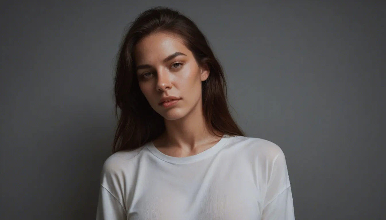 best quality, hyperrealistic, indonesian woman, white shirt, fully nude, cool tones, cinematic realism, score_9, score_8, candid photo, realistic skin texture, visible skin pores, film grain, depth of field