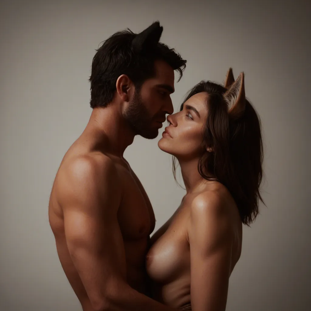 dslr, film grain, photorealistic, couple, animal ears, tail, bondage, dramatic lighting, natural skin texture