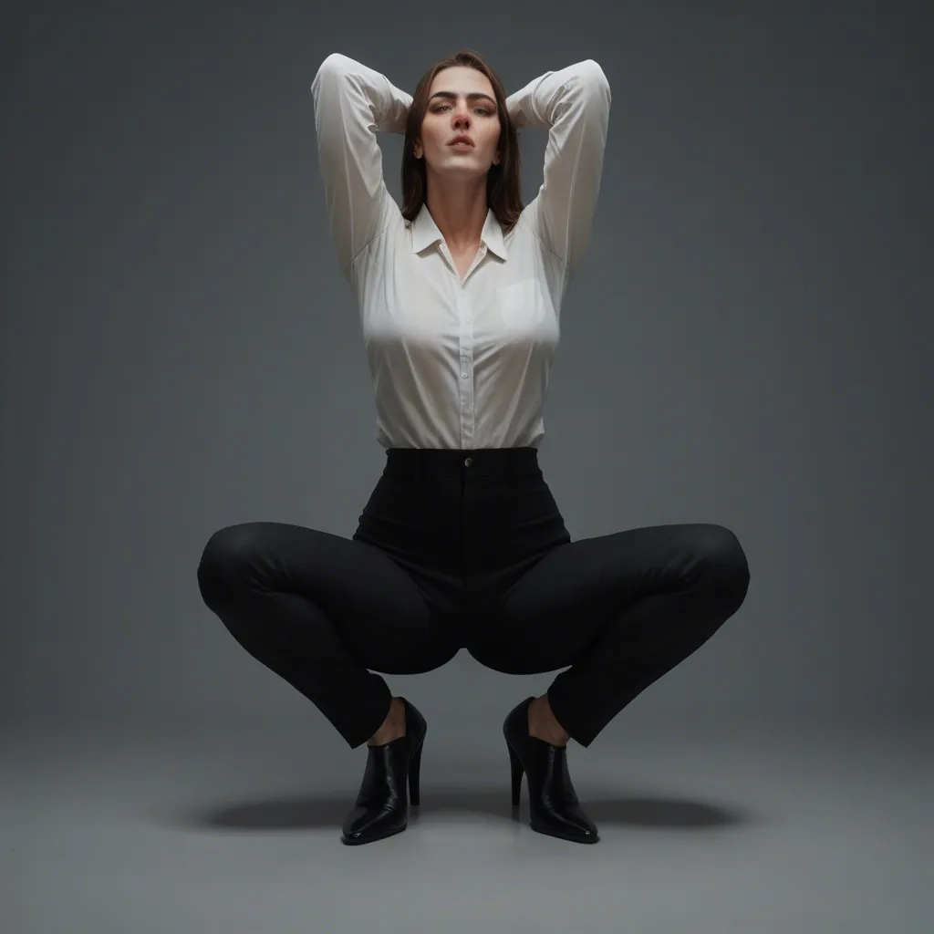 professional photo, high detail, full body, 1other, blowjob, arms up, lifelike render, score_9, score_8, candid photo, realistic skin texture, visible skin pores, film grain, depth of field