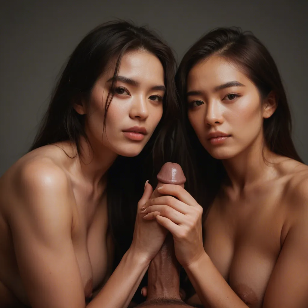 Two women asian handjob