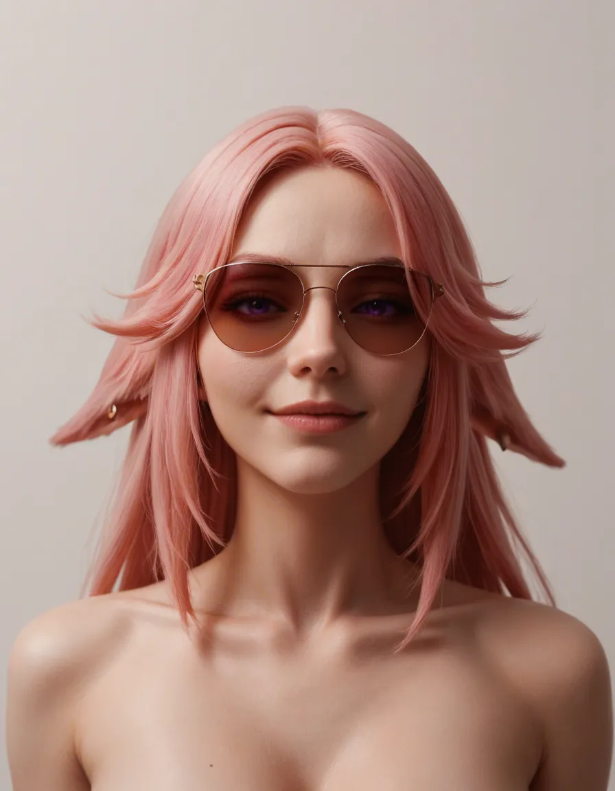 masterwork, best quality, 1woman, yae miko (genshin impact), solo, adult, realistic skin texture, beautiful face, purple eyes, smug smile, long pink hair, droopy fox ears, clear face without sunglasses. Character design sheet layout, multi-panel portfolio structure. Body anatomy, ultra-voluptuous hourglass physique, narrow waist, extra wide prominent hips, strong highly-defined muscular calves, thick athletic thighs and massive spherical breast shape strictly copied from image_jt5s5p.png. Upper costume: minimalist harness strappy top, ultra-thin white micro strings, geometric criss-cross cord layout forming X-shape on chest, single central flower fastener, low-rise crimson string loincloth. Cinematic museum chiaroscuro lighting, dark reflective gallery floor, score_9, score_8, amateur photo, phone snapshot, realistic skin texture, skin blemishes, soft indoor lighting