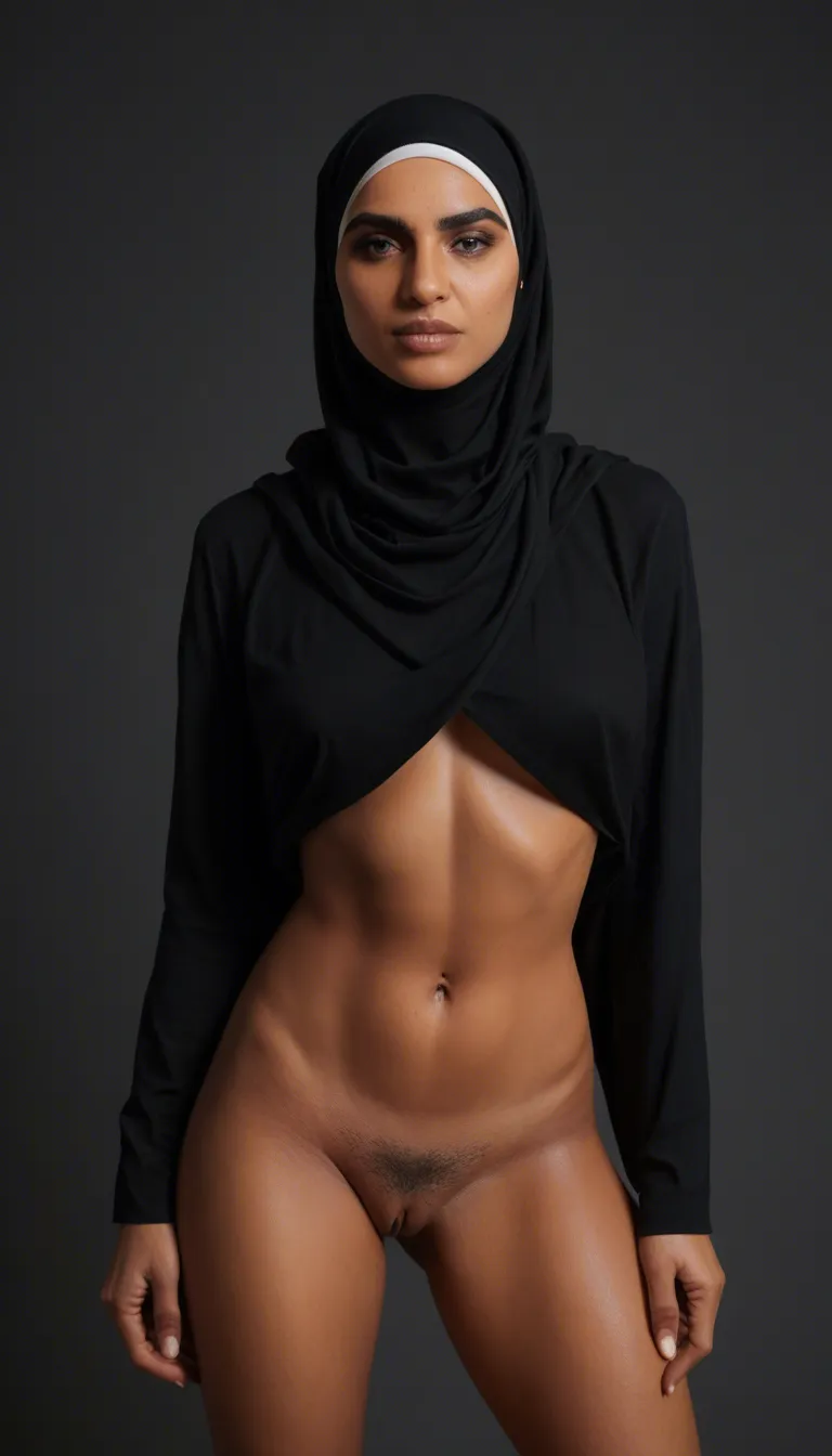A black Muslim slut in a hijab gets her pussy pounded.