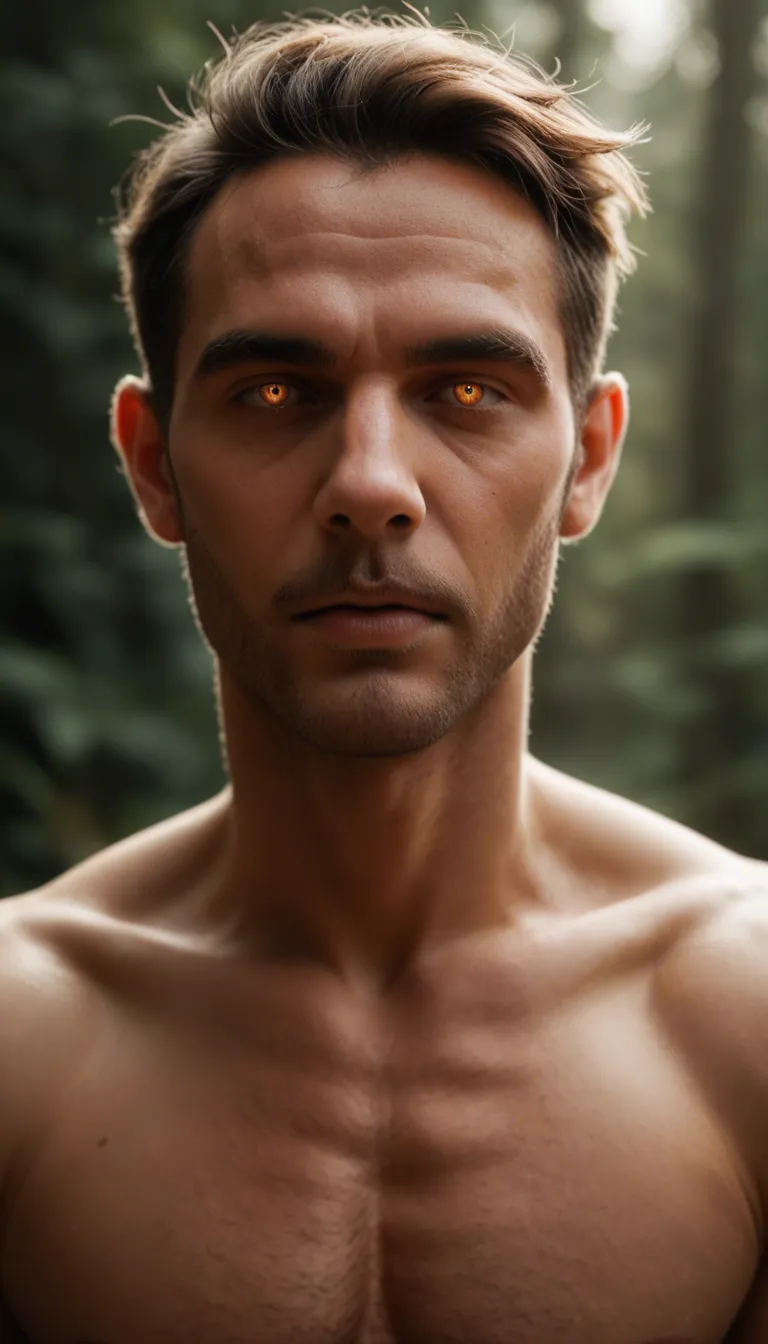 highly detailed, natural lighting, male focus, fully nude, collarbone, lustful eyes, studio photo