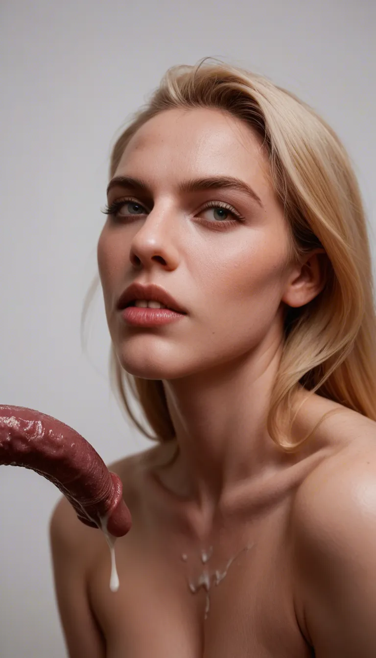 RAW photo, ultra realistic, solo focus, tentacle, light-skinned female, white background, 8k uhd photo, blonde_hair, cum, cum_on_body, cum_in_pussy