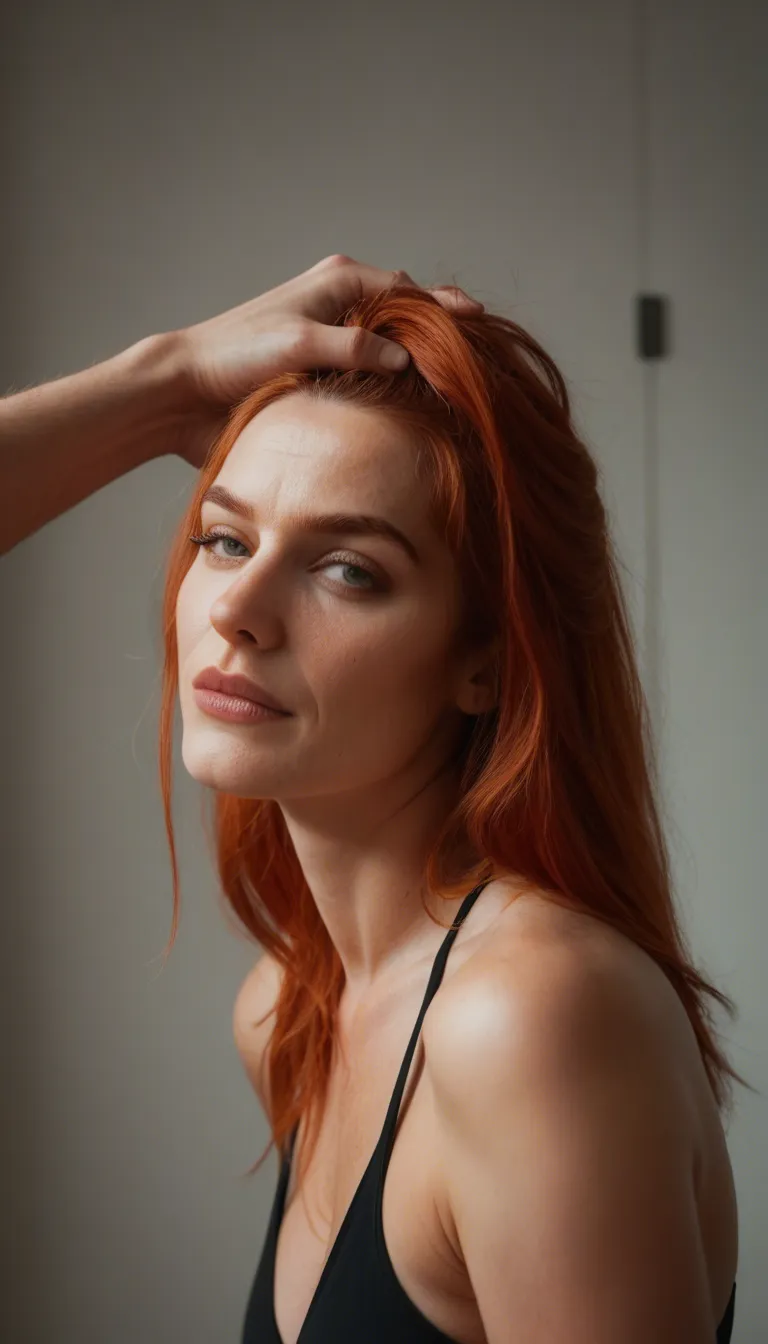 cinematic photo, 8k, milf, two-tone hair, redhead woman, 18 years old , hair pull, cool tones, RAW photo, redhead pigtail, suprising ,crying, sex, doggystyle , old_man , fat_man, cum_in_pussy, nude, naked, Fuck with old_man , age_difference