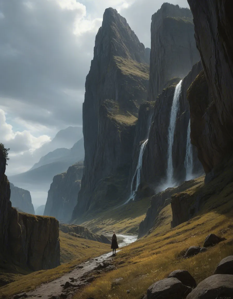 (masterpiece, best quality), (Nsfw:1.5), nswf, a feared woman with high dignity, Claire, Main Character of the anime Claymore, 20y.o. short blonde straight bob hair, silver eyes, standing in front of a beautiful fall-scenery, wearing a silver long with iron adorned cape on her back, silver fancy pauldrons, spiked gauntlets, black Tassets, black fishnet thighs, tiny short skirt with her white panties peaking out from underneath, and an skimpy strapless fishnet bra that holds her flat perfect chest, underboob, slim waist, big butt, bare slim stomach with cutwounds from swordfights, holding her huge claymoresword to her left side. Looking directly at POV, cold eyes, cold, calm, but dangerous looking woman. Huge claymore sword that is bigger than her, 2000s cowboybebop anime drawing style, nsfw, high quality, verry detailed, high Resolution,, score_9, score_8, candid photo, realistic skin texture, visible skin pores, film grain, depth of field