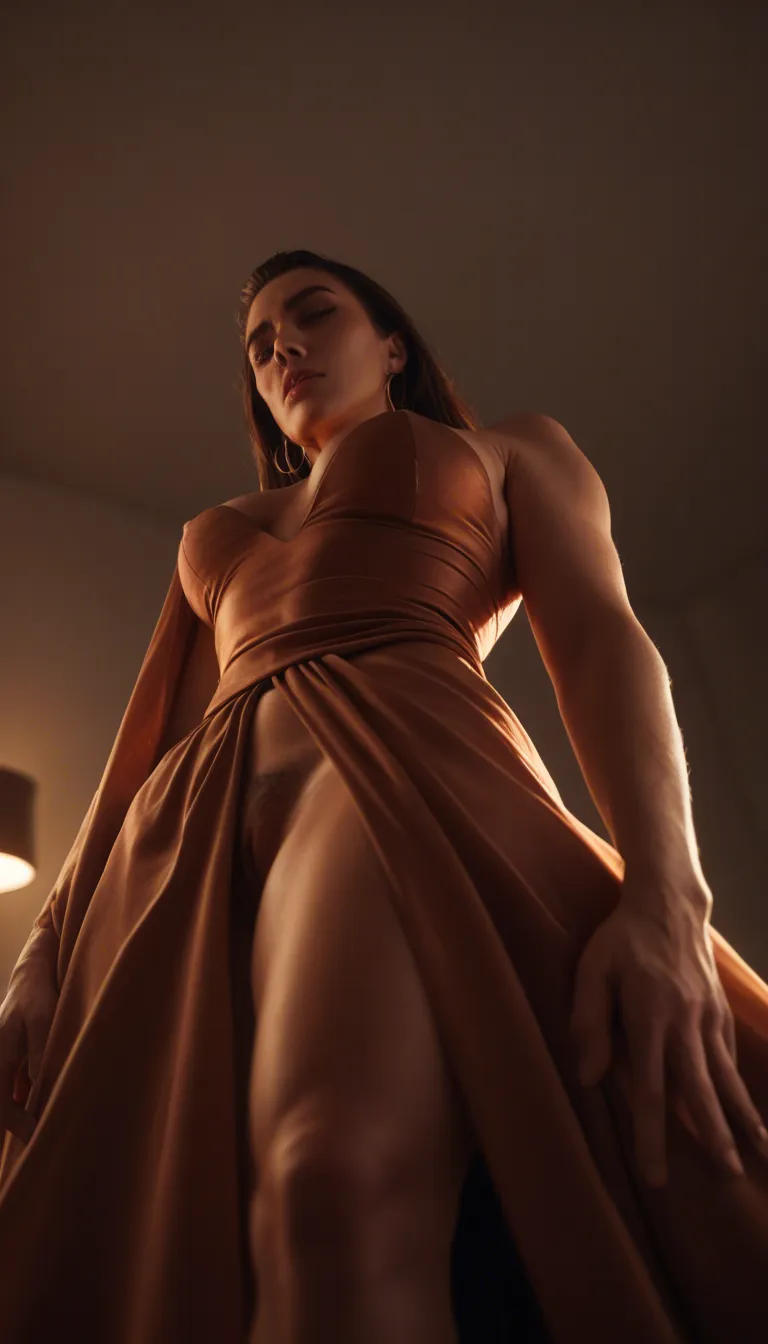 ultra HD, lifelike, small bteasts, thighhighs, evening gown, cunnilingus, spotlight, cinematic realism,