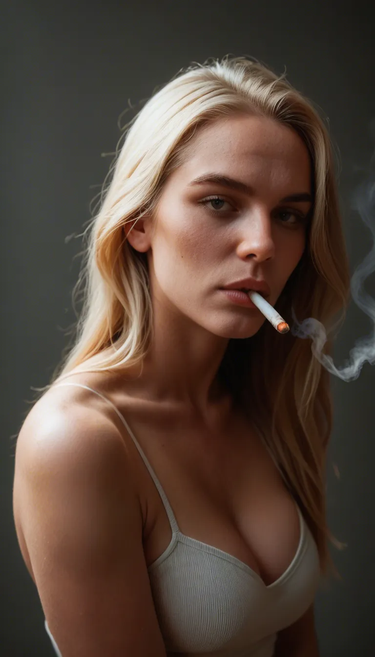 Smoking fetish blonde woman