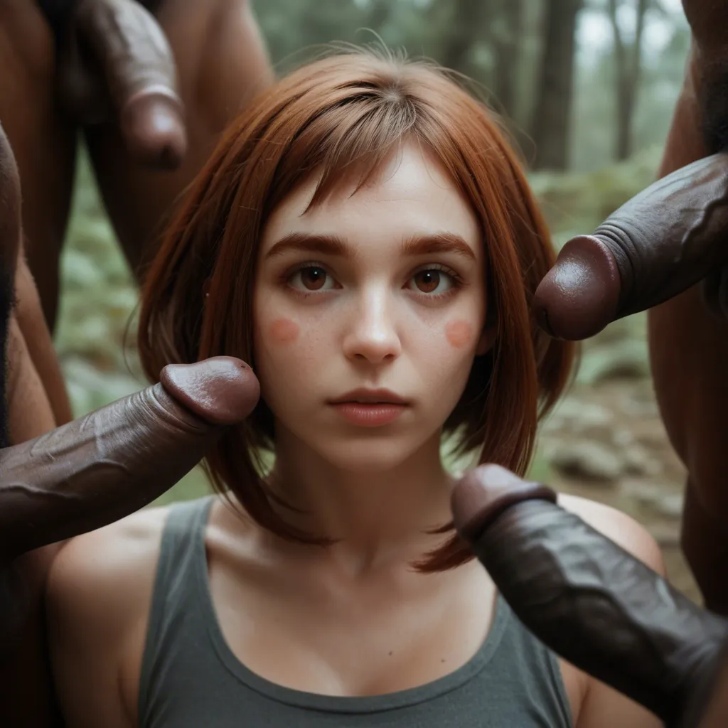 Uraraka from MHA surrounded by several black penises.

True to the art of anime