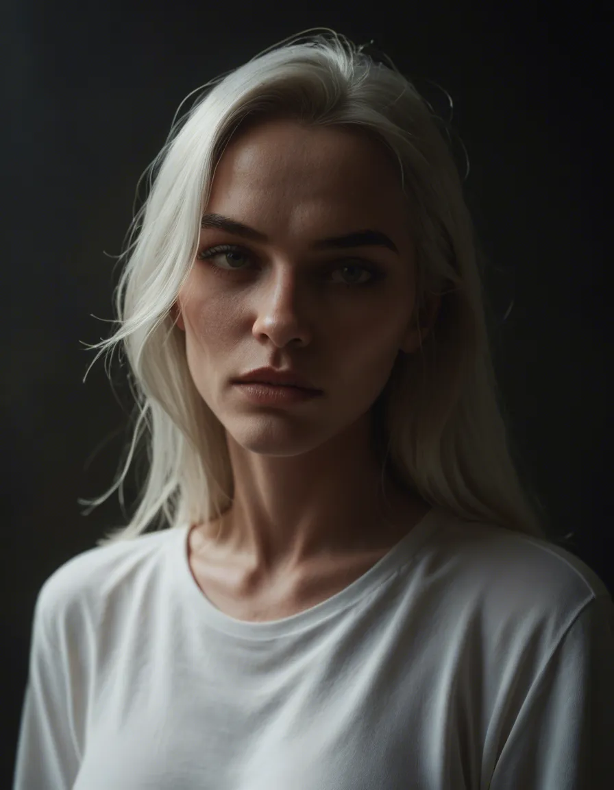 sharp focus, 8k uhd, 1other, white shirt, fully nude, moonlight, film photography, score_9, score_8, candid photo, realistic skin texture, visible skin pores, film grain, depth of field