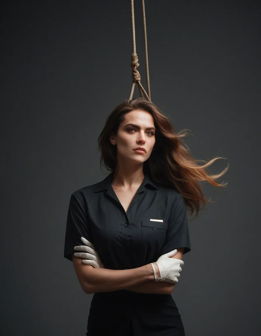 professional photo, high detail, 3women, floating hair, gloves, bondage, studio photo, score_9, score_8, candid photo, realistic skin texture, visible skin pores, film grain, depth of field
