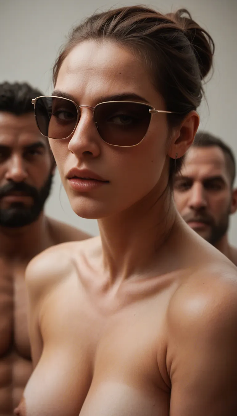 studio quality, sharp focus, multiple guys, nude, grinding, sunglasses, simple background, RAW photo