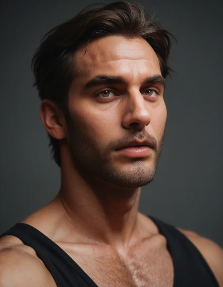 best quality, hyperrealistic, 2 men, black_hair , presenting, score_9, score_8, candid photo, realistic skin texture, visible skin pores, film grain, depth of field