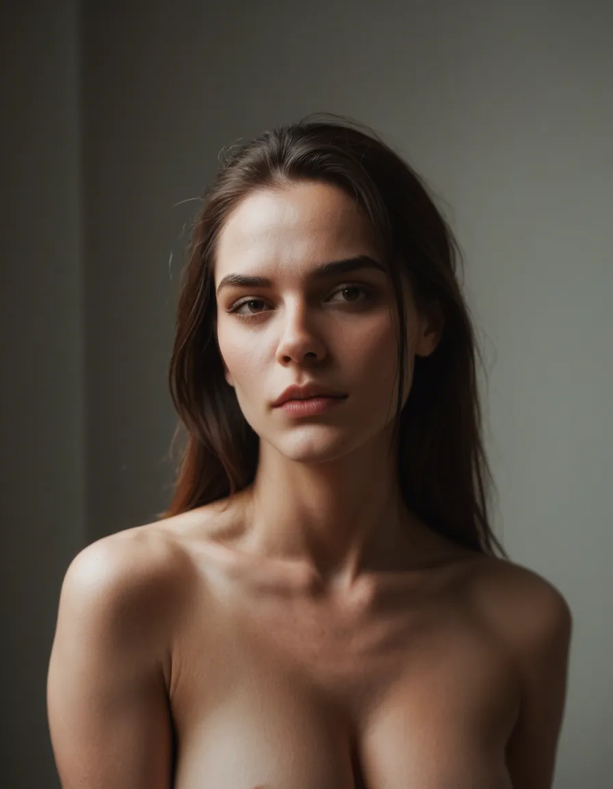 dslr, film grain, photorealistic, 1other, shirt, fully nude, cinematic realism, score_9, score_8, candid photo, realistic skin texture, visible skin pores, film grain, depth of field