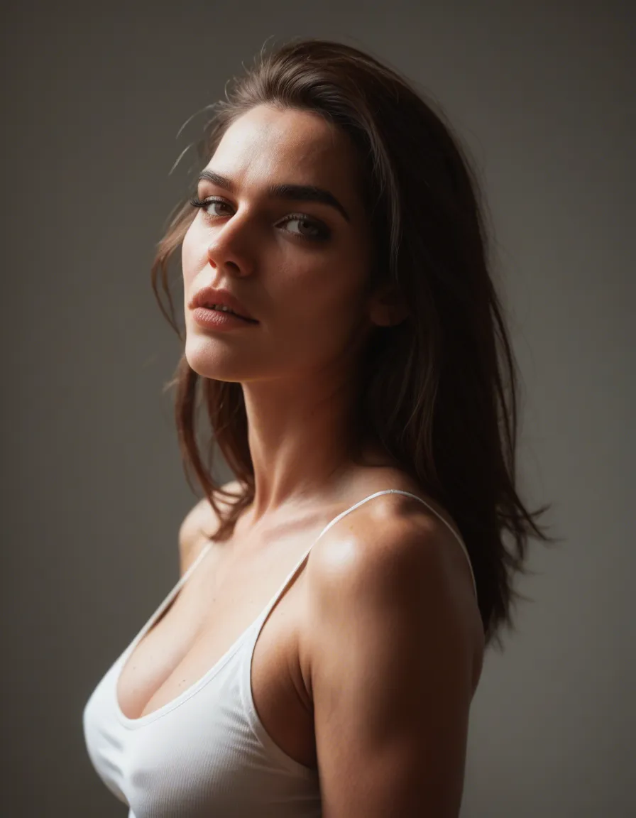futanari, futanari, score_9, score_8, candid photo, realistic skin texture, visible skin pores, film grain, depth of field