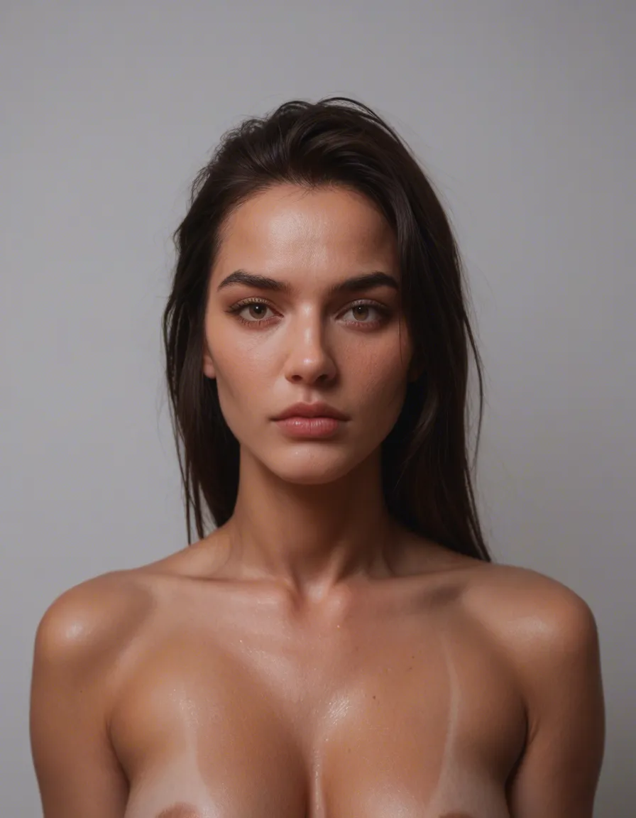 Młoda kobieta 18lat drobny biust niska, klęczy nago, i ssie kutasa facetowi który stoi przed nią, score_9, score_8, candid photo, realistic skin texture, visible skin pores, film grain, depth of field