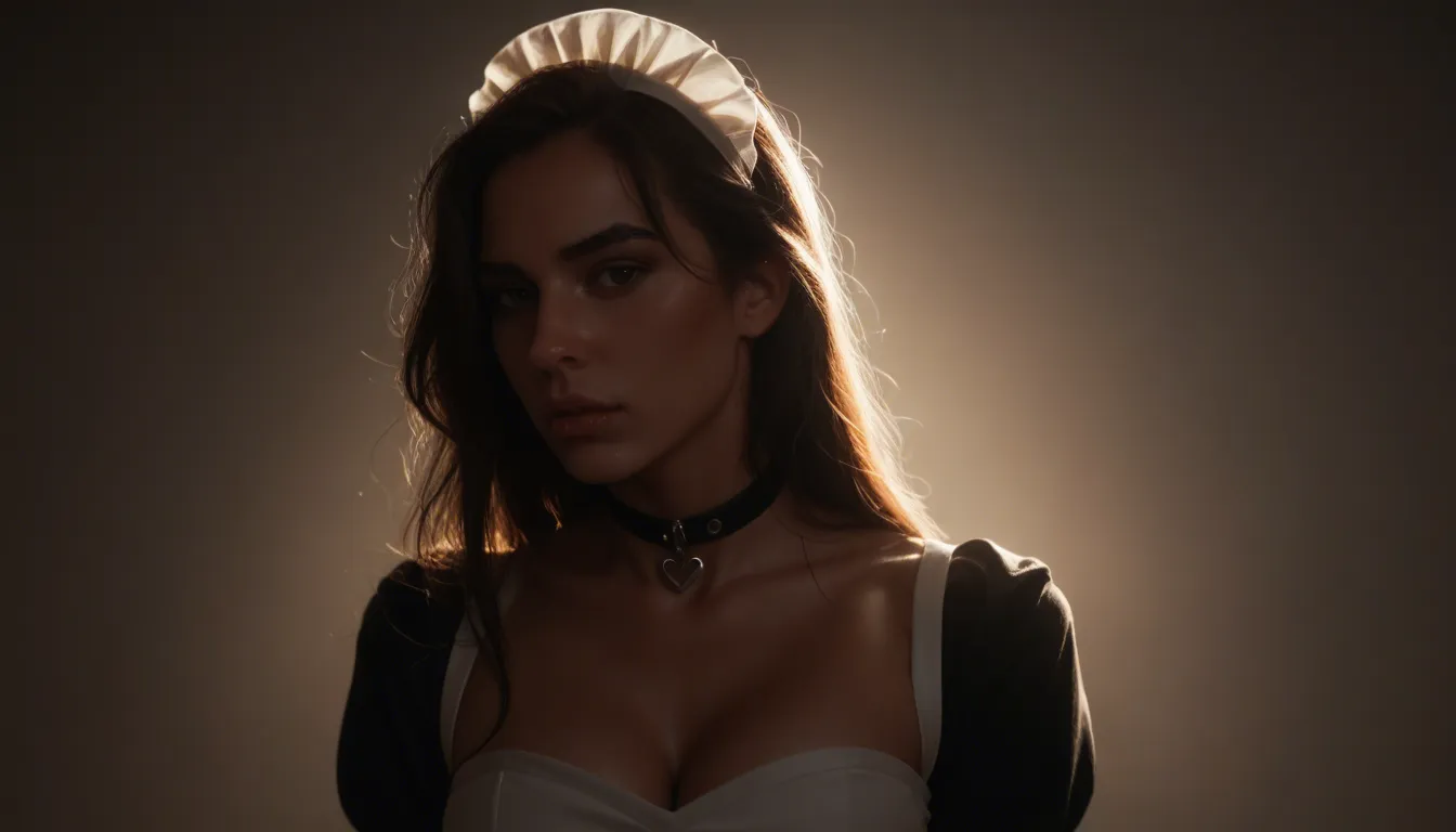 sharp focus, 8k uhd, maid, heart, bondage, dramatic lighting, film photography, score_9, score_8, candid photo, realistic skin texture, visible skin pores, film grain, depth of field
