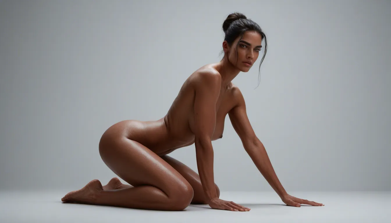 (((ultra kinky beautifull))); #black nubian futanari beauty #full body from_behind, score_9, score_8, candid photo, realistic skin texture, visible skin pores, film grain, depth of field