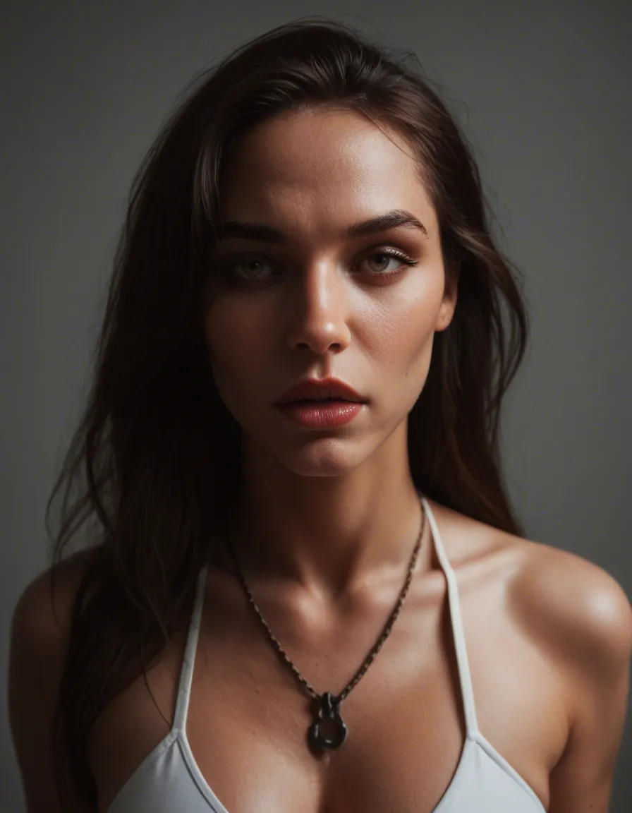 A raw, unedited, candid medium-shot photo of a 22-year-old, cute, slave woman with a expression of lust on her face. her mouth is open., score_9, score_8, candid photo, realistic skin texture, visible skin pores, film grain, depth of field