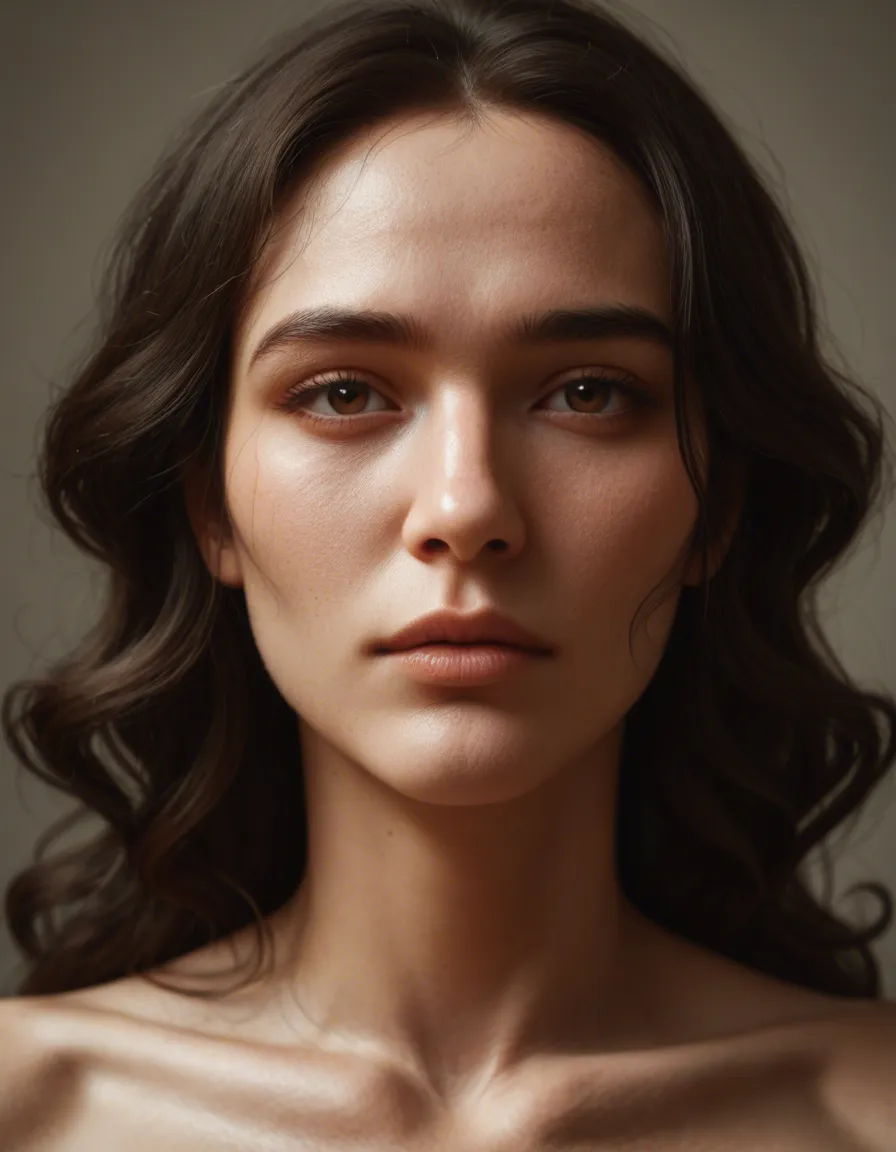 A beautiful Korean woman with long curly black hair, soft delicate face, oval to gently heart-shaped face, small non-prominent cheekbones, soft slightly pointed chin creating a gentle V-line, large almond-shaped dark brown eyes with clear double eyelids, natural medium-thick gently arched eyebrows, small straight delicate nose, naturally full soft light pink lips, pretty face, large breasts fully exposed, wearing a sexy maid outfit with the top fully unbuttoned and breasts completely bare, having intense sex with a muscular man in doggy style, she is on all fours, he is behind her, only one man, detailed skin, score_9, score_8, candid photo, realistic skin texture, visible skin pores, film grain, depth of field